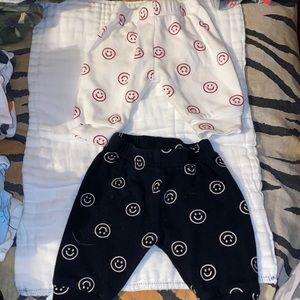 Black & White pants with happy faces